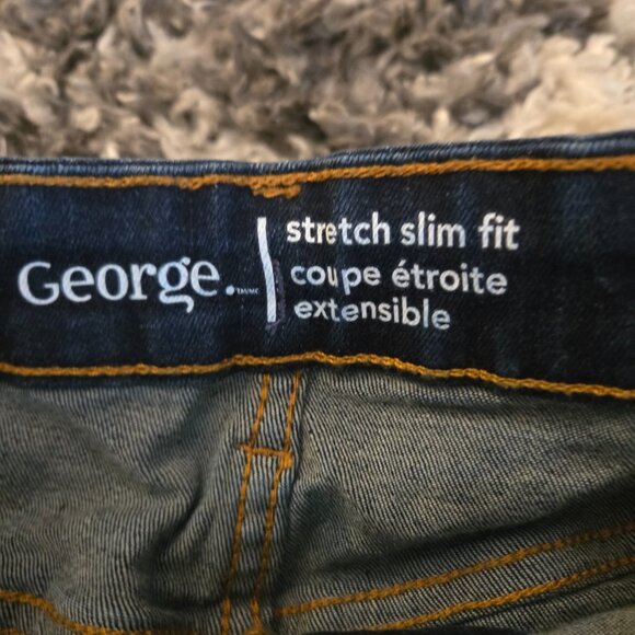 George Boys' Size 14 Dark Wash Stretch Slim Fit Denim Jeans Adjustable Waist - Picture 3 of 4